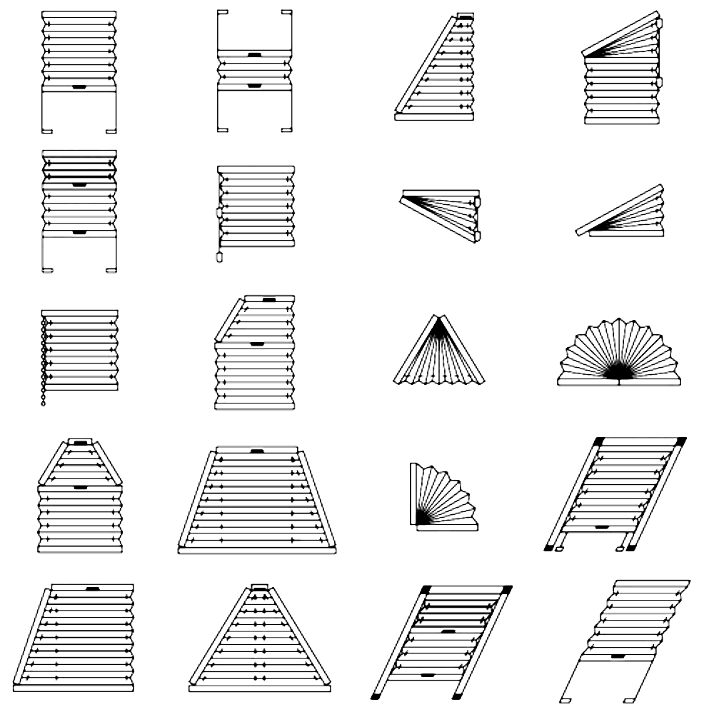 Verschiedene Plisseeformen